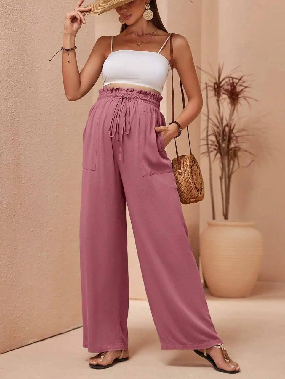 Patalon large vieux rose