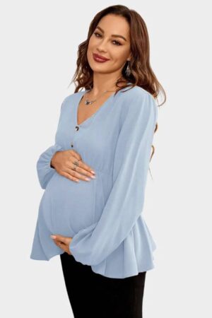 chemise de grossesse bleu cliel