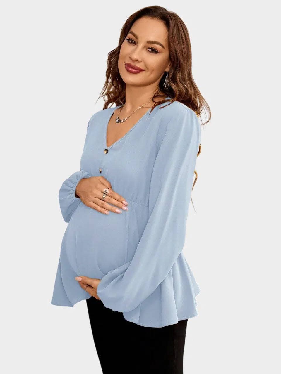 chemise de grossesse bleu ciel 2