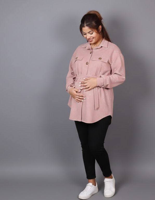 chemise de grossesse rose bébé 2